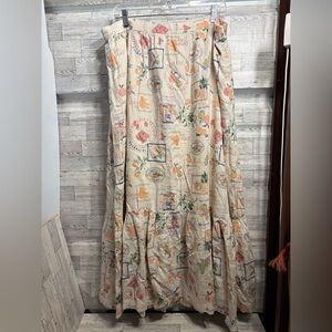 Abercrombie & Fitch Patterned Maxi Skirt - Cream and Multicolor